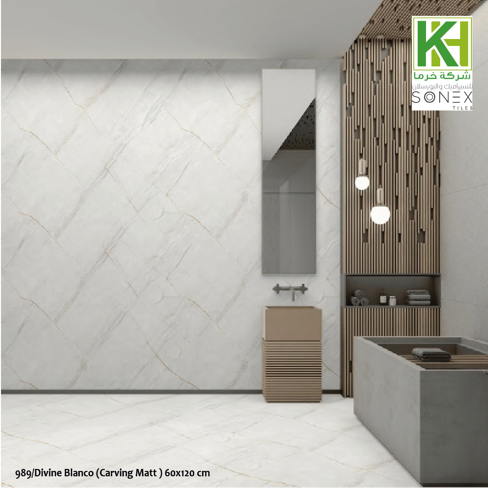 Picture of Indian matt porcelain tile 60x120cm Divine Blanco